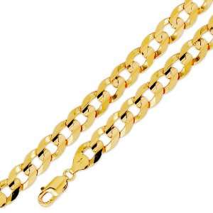  10k Solid Yellow Gold Flat Curb Cuban Chain Bracelet 9.5mm 