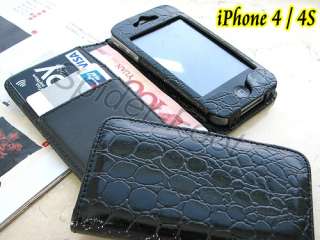for iPhone 4 4s Wallet Leather Book Flip Case Folio Credit Card Cover 