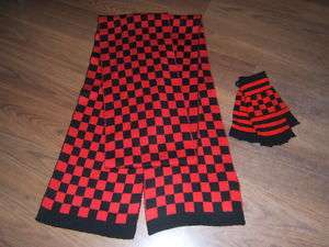 NWT Red/Black Checker Design Scarf with matching Gloves  