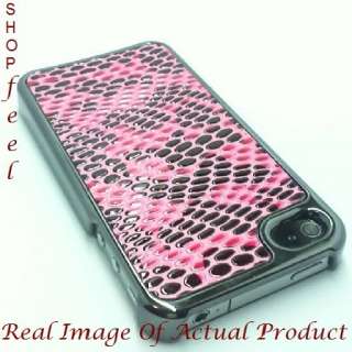 FOR APPLE IPHONE 4G 4S PINK SNAKE SKIN PRINT HARD PHONE CASE COVER 