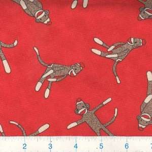   Tumbling Sock Monkey Red Fabric By The Yard Arts, Crafts & Sewing