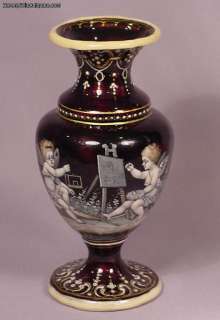 Exquisite Antique French Enamel Cherubs Vase  