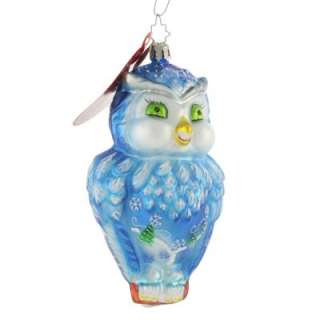   Radko Rare Hootie Cutie Blue Snow Owl Smile Christmas Ornament  