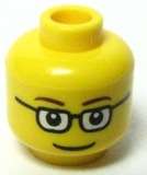 NEW* 2 Lego Minifig YELLOW Head GLASSES Eyebrows Smile  