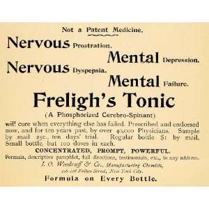   Ad Frelighs Tonic Mental Nervous Cure Treatment   Original Print Ad