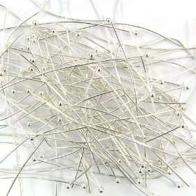    126 50mm silver plated ball head pins findings