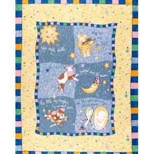  44 Wide Hey Diddle Diddle Nursery Panel Blue Fabric By 