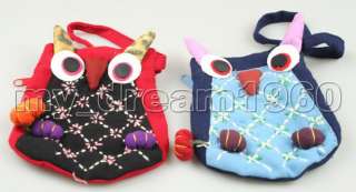 wholesale 8pcs CUTE Children Cartoons Owl Linen Bags  