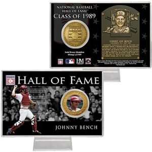  Johnny Bench Cincinnati Reds Hall of Fame Bronze Coin Card 