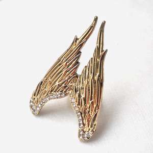 Fashion Crystal ANGEL WING Adjustable RING Gold #2  