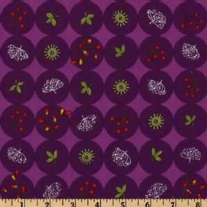  44 Wide Luna Blooms Circles Dark Purple Fabric By The 