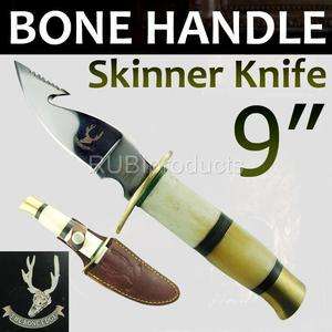 Bone Handle Skinning Knife BONE EDGE Hunting Knives Gut Hook 