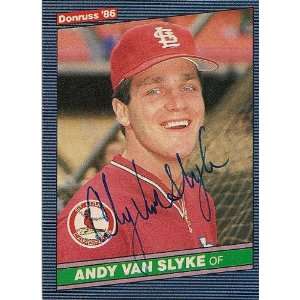 Autographed/Hand Signed 1986 Donruss Card Andy Van Slyke St. Louis 