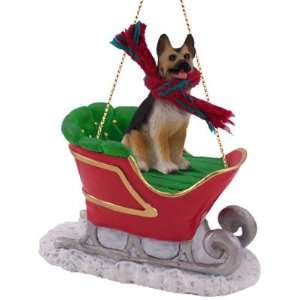  German Shepherd Tan/Black Dog Sleigh Christmas Ornament 