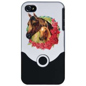  iPhone 4 or 4S Slider Case Silver Horse And Roses 