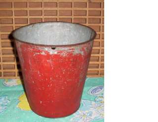 OLD RED Sap Bucket ANTIQUE BUCKETS Tin Maple Syrup  
