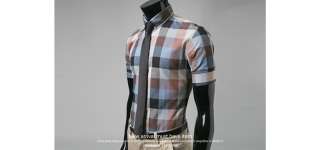 Bros Mens Western PLAID Shirts Short Brown XS,S,M no8  