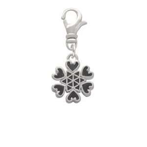  Silver Snowflake with Hearts Clip On Charm Arts, Crafts & Sewing