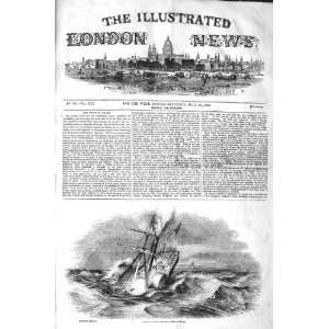  1843 SHIP WRECK PEGASUS STORMY SEA ANTIQUE PRINT