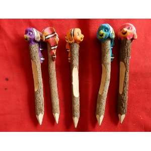DragoNista Clownfish Wood Pencil Dust Wood Natural Handcraft [Pack 5]