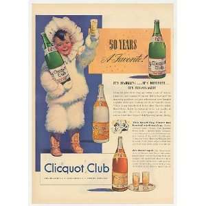 1940 Clicquot Club Soda Ginger Ale Eskimo Boy Color Print Ad  