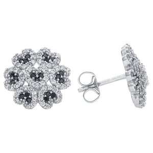  Clustered CZ Hearts .925 Sterling Silver Stud Earrings 