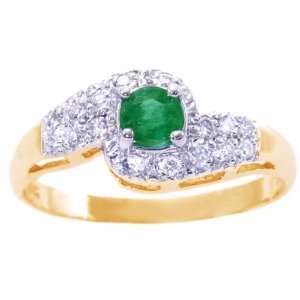  14K Yellow Gold Diamond Clustered Gemstone Engagement Ring 