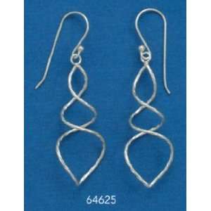    Sterling Silver Thin Twist Wire Earrings, 1 3/8 inch long Jewelry