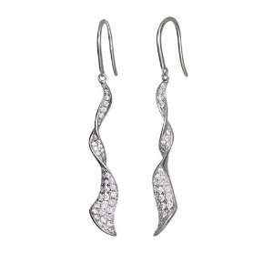   Diamond White Earrings Twist Wire Hook Twisted   JewelryWeb Jewelry