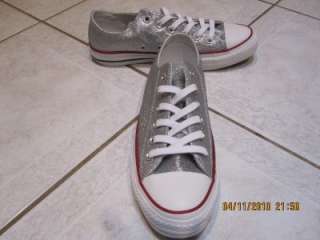 New converse allstar silver glitter shoes and white toes and soles and 