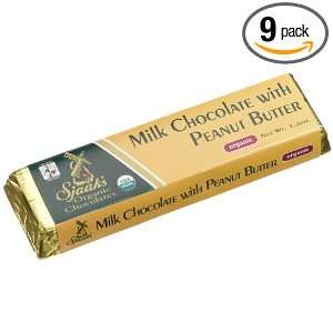Sjaaks Organic Chocolate Bar, Milk Chocolate with Peanut Butter, 1.75 