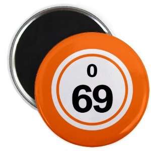 Bingo Ball O69 SIXTY NINE Orange 2.25 inch Fridge Magnet 