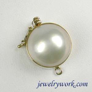 Smooth 14.5mm Mabe Pearl Solid 14K Yellow Gold Clasp  