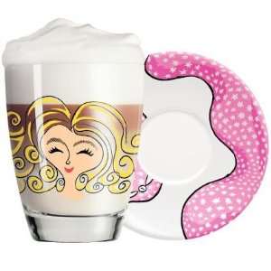  Latte Coffee Mug and Saucer Set, Mia Cara, Blonde Face 