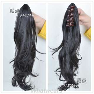 1Pcs New Girls Hairpiece Long Wave Claw Clip Ponytail Hair Extensions 