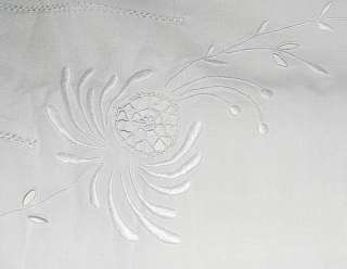 Linen Antique Madeira Top Sheet Rich Embroidery  
