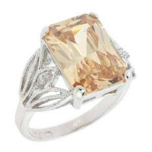  Sterling Silver Simulated Diamond and Champagne cz 