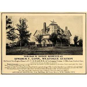  1907 Ad Norman W. Dodge Mansion Simsbury Connecticut 