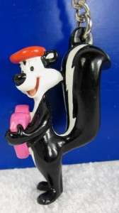 Cute PEPE LE PEW with French Hat and Heart PVC Keychain  