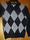 ARIZONA V neck Argyle Long Sleeve Boys Sweater Black/Gray/Red Size 5/6 