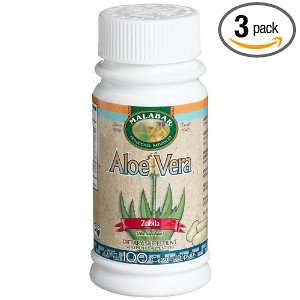 Malabar Aloe Vera Dietary Supplement, 100 Count Capsules (Pack of 3 