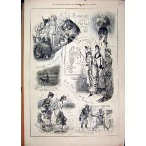  Comedy Sketches 1879 Rain Umbrella Women Dresses Ascot 