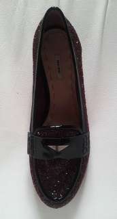 MIU MIU/Prada Bordeaux GLITTER Patent Leather PENNY LOAFERS Shoes IT 