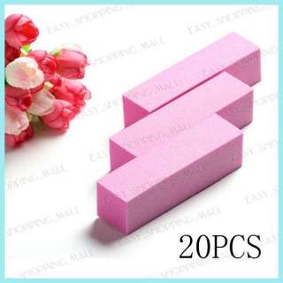 20 pcs Manicure Nail Buffer Block Files 4 Ways Pink  