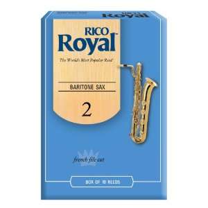  Rico Royal Baritone Sax Reeds, Strength 2.0, 10 pack 