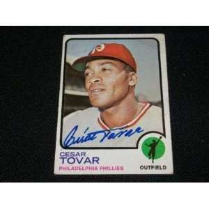  Philadelphia Phillies Cesar Tovar (d.94) Auto Signed 1973 