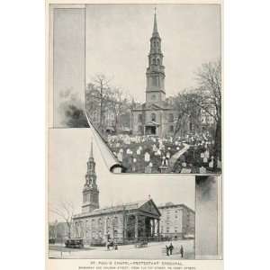 1893 Print St. Pauls Chapel Protestant Episcopal NYC 