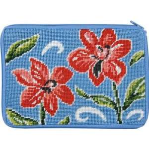  Cosmetic Purse   Red Floral   Needlepoint Kit Everything 