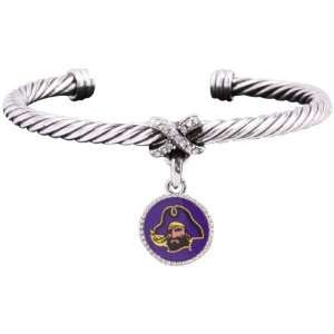   East Carolina Pirates Ladies Antiqued Silver Twisted Cable Bracelet