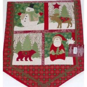  Shopko Winter Woods Santa & Snowman Table Runner Christmas 